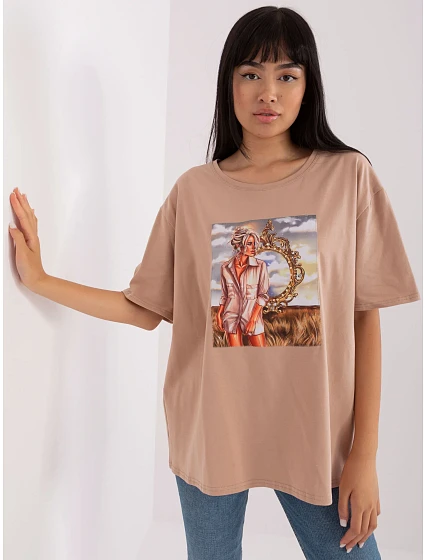 T shirt LK TS ciemny bezowy model 19762901 - FPrice T shirt LK TS ciemny bezowy model 19762901 - FPrice