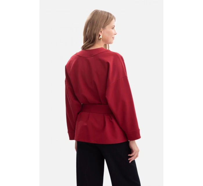 Pletené sako bez s otevřenou přední částí bordó model 21379800 - BeWear