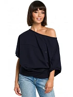 B079 Halenka nadměrné velikosti se zavinovacími detaily - tmavě modrá