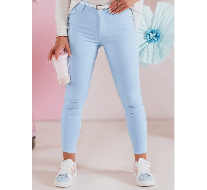 Dámské úzké kalhoty s páskem VIVASKIN modré FashionStreet UY2428