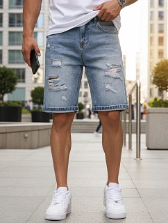 Pánské džínové šortky s dírami modré FashionStreet SX2574