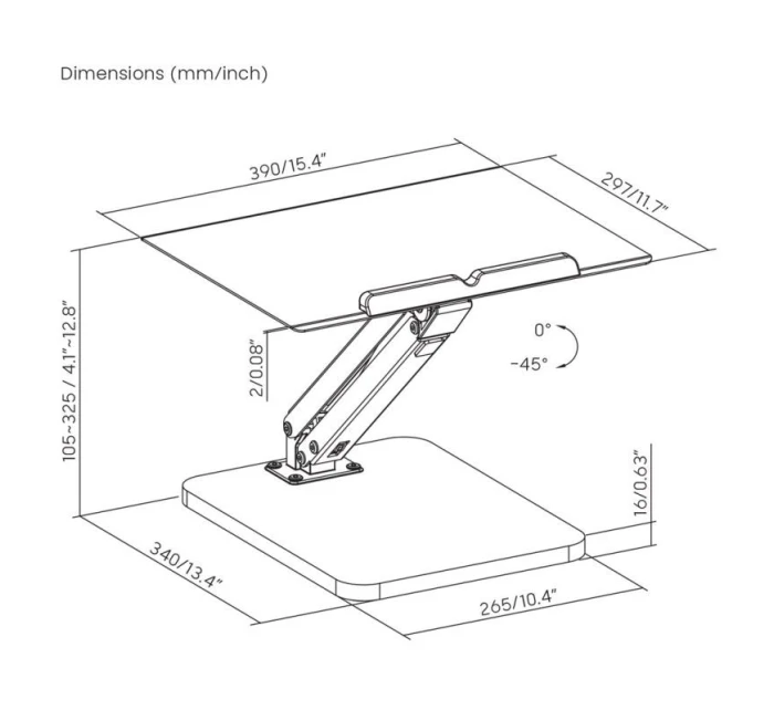 STOLNÍ STOJAN MACLEAN PRO MONITOR NEBO NOTEBOOK, PLYNOVÁ PRUŽINA, PRO STÁNÍ I SEZENÍ, ČERNÝ MC-493