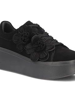 Skórzane sneakersy damskie na z zamszowe czarne  dámské model 22359619 - FILIPPO
