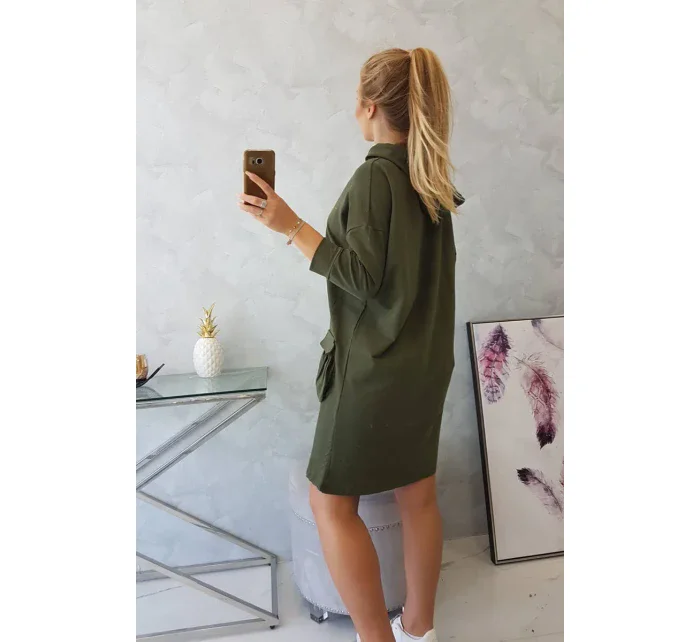 Kaki šaty s kapucí Kaki šaty s kapucí