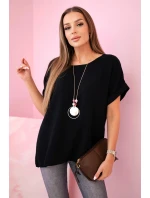 Mušelínová halenka s náhrdelníkem černý