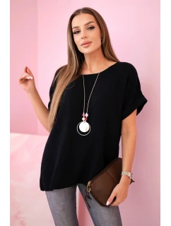 Mušelínová halenka s náhrdelníkem černý