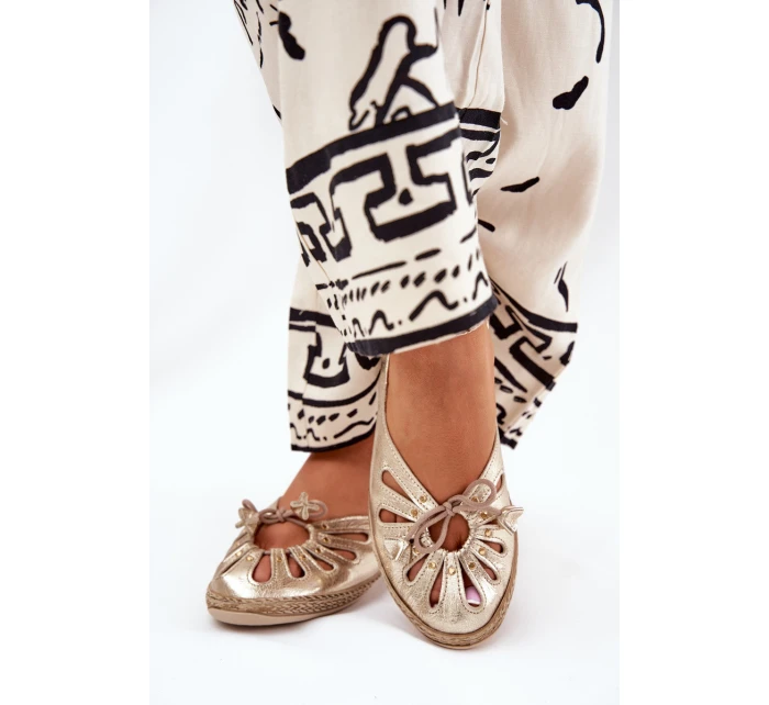 Ploché baleríny z přírodní kůže Zazoo 10179 zlaté