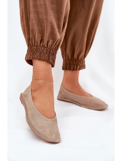 Semišové Dámské Baletky Big Star RR274082 Béžové Semišové Dámské Baletky Big Star RR274082 Béžové