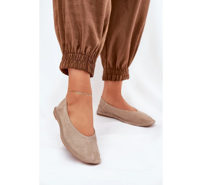 Semišové Dámské Baletky Big Star RR274082 Béžové Semišové Dámské Baletky Big Star RR274082 Béžové