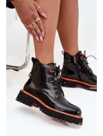 Dámské kotníkové boty z lakované přírodní kůže s izolací Artiker 57C0061 Černé