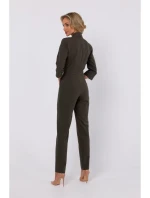 model 18863388 Kombinéza se šálovým límcem khaki barva - Moe model 18863388 Kombinéza se šálovým límcem khaki barva - Moe