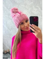 Dámská čepice s bambulí Elizabeth K386 tmavě růžová Dámská čepice s bambulí Elizabeth K386 tmavě růžová