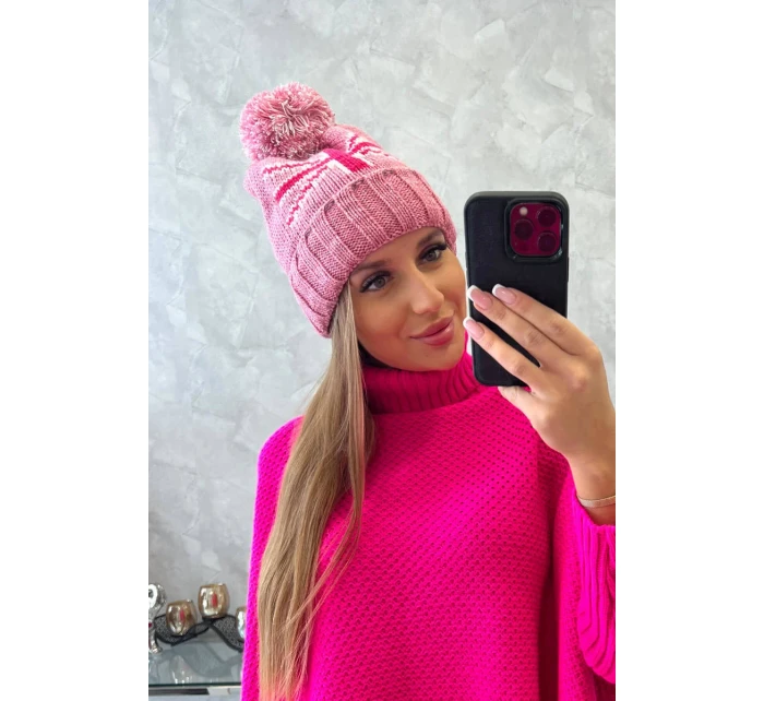 Dámská čepice s bambulí Elizabeth K386 tmavě růžová Dámská čepice s bambulí Elizabeth K386 tmavě růžová