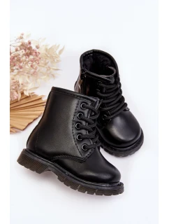 Dětské Kožené Kozačky Se Zipem Černe Omua