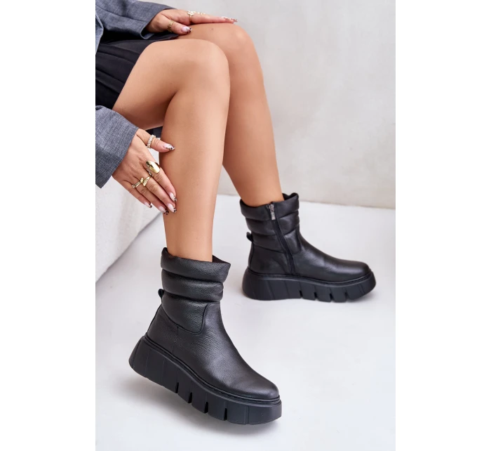 Dámské Kožené Boty na Zip S Černé model 21673708 - Zazoo Dámské Kožené Boty na Zip S Černé model 21673708 - Zazoo