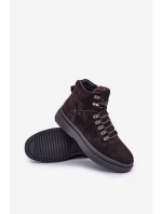 Semišové pánské zateplené kotníkové boty Big Star OO174189 hnědé Semišové pánské zateplené kotníkové boty Big Star OO174189 hnědé