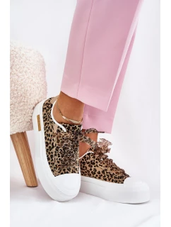 Dámské Tenisky Na Masivní Platformě S Ozdobným Šněrováním Leopardí Hnědé Zidora