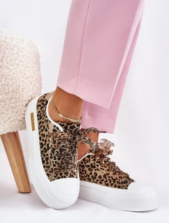 Dámské Tenisky Na Masivní Platformě S Ozdobným Šněrováním Leopardí Hnědé model 21689292 - Boto