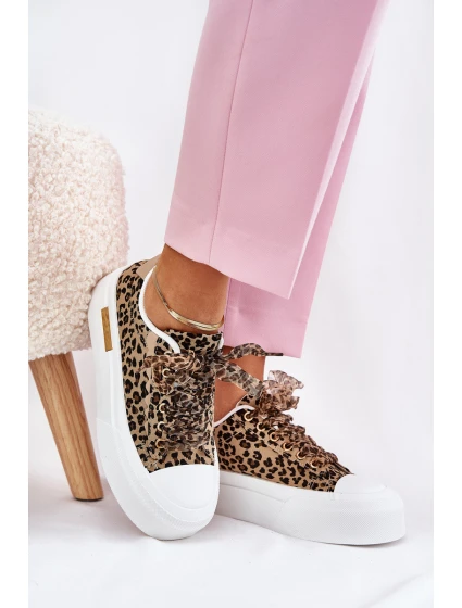 Dámské Tenisky Na Masivní Platformě S Ozdobným Šněrováním Leopardí Hnědé Zidora Dámské Tenisky Na Masivní Platformě S Ozdobným Šněrováním Leopardí Hnědé Zidora