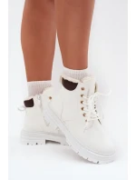 Dámské Zateplené Kozačky Na Zip Bílé Tharika