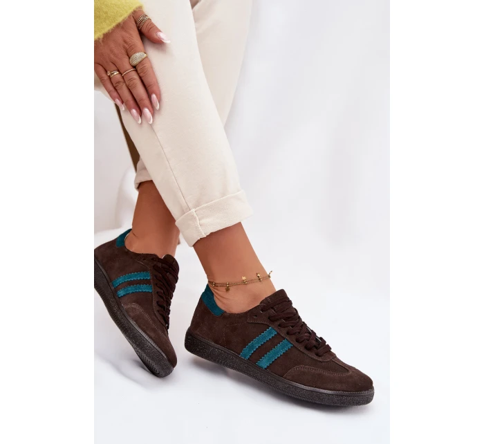 model 21935189 Semišové Nízké Dámské Tenisky Čokoládové - Zazoo