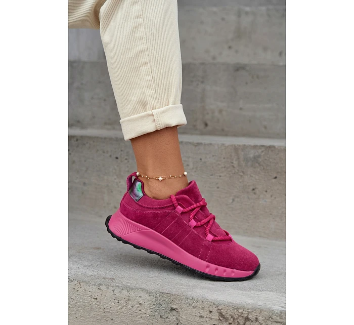 Kožené Semišové Dámské Tenisky Fuchsiová Bemela