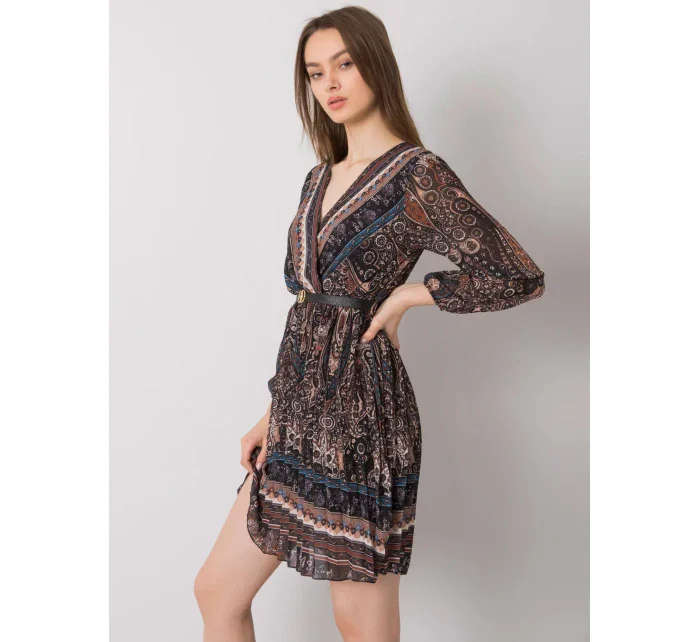 Šaty DHJ SK model 17355672 černá a béžová - FPrice Šaty DHJ SK model 17355672 černá a béžová - FPrice