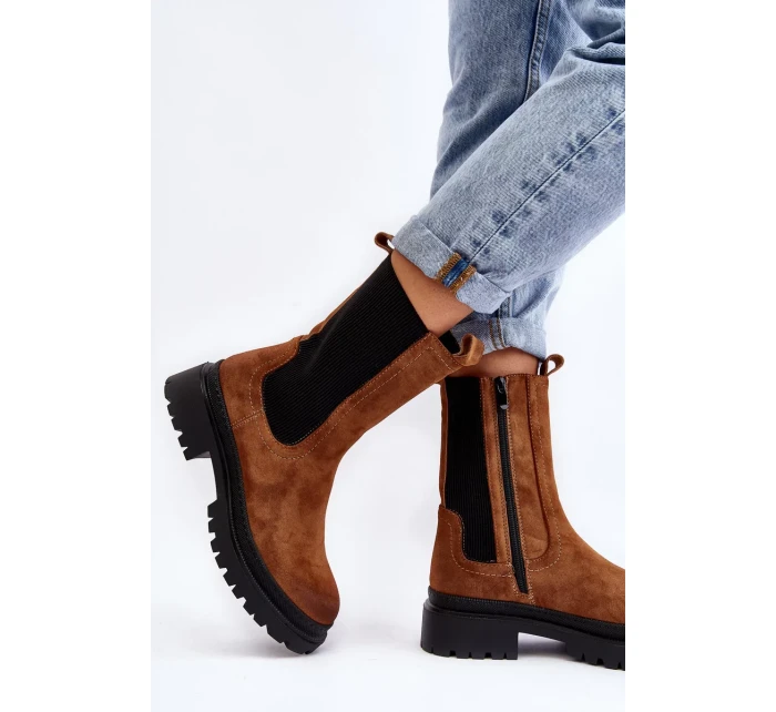 Dámské boty Chelsea se zipem Camel Samil Dámské boty Chelsea se zipem Camel Samil