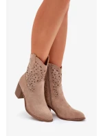 Dámské kotníkové boty S.Barski kovbojky na podpatku – béžové Dámské kotníkové boty S.Barski kovbojky na podpatku – béžové