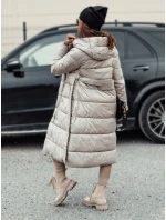 Dámská dlouhá prošívaná bunda s kapucí oboustranná béžová Dstreet model 21980854 - FashionStreet