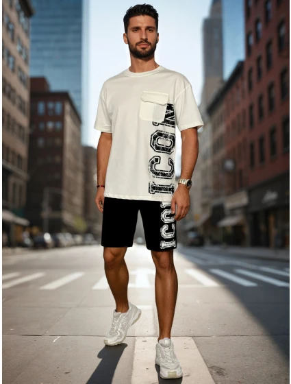 Pánská bílá souprava s potiskem Dstreet model 21988639 - FashionStreet