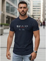 Tshirt męski z napisem bawełniany granatowy model 22316034 - FashionStreet Tshirt męski z napisem bawełniany granatowy model 22316034 - FashionStreet