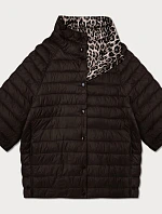 Oboustranná dámská bunda plus size s 3/4 rukávy Goodlookin chocolate/panther (M6-6308-103)