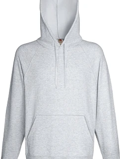 Fruit of the Loom Lightweight Hooded Sweat Pánská raglánová mikina s kapucí 16.2140 heather grey