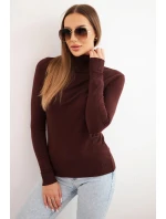 Dámský svetr z viskózy s rolákem a dlouhým rukávem hnědý Dámský svetr z viskózy s rolákem a dlouhým rukávem hnědý