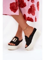 Pantofle Na Platformě A Klínu S Dekorací Černé Tanonea Pantofle Na Platformě A Klínu S Dekorací Černé Tanonea