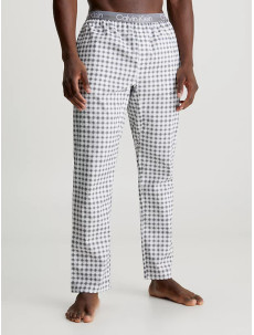 Pánské pyžamové kalhoty 000NM2180EGC3 bílá šedá vzor - Calvin Klein