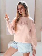 Dámská oversize mikina s výšivkou EASYJOY růžová FashionStreet BY1513