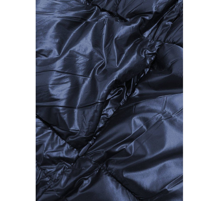 Tmavě modro-šedá oboustranná dámská bunda (B9555)