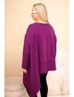 Dámská tunika Plus Size z bavlny s asymetrickým spodním lemem tmavě fialová Dámská tunika Plus Size z bavlny s asymetrickým spodním lemem tmavě fialová