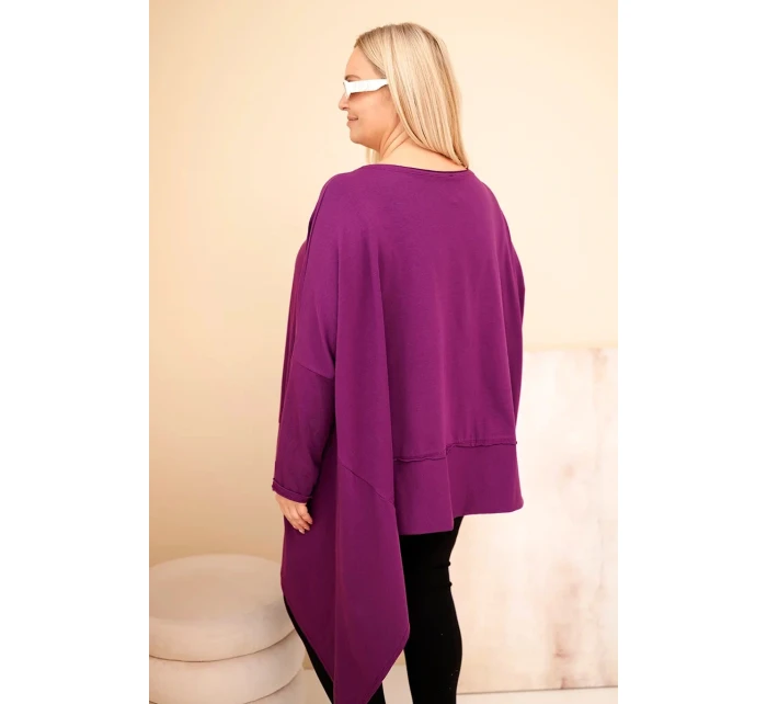 Dámská tunika Plus Size z bavlny s asymetrickým spodním lemem tmavě fialová Dámská tunika Plus Size z bavlny s asymetrickým spodním lemem tmavě fialová