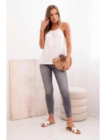 Dámská bavlněná tílko s uvázáním u krku bílá