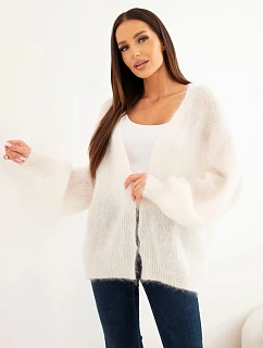 Dámský svetr volného střihu bez zapínání z kid ecru model 22366894 - K-Fashion