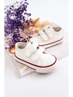 Dětské Kůže tenisky se suchým zipem Bílé Foster