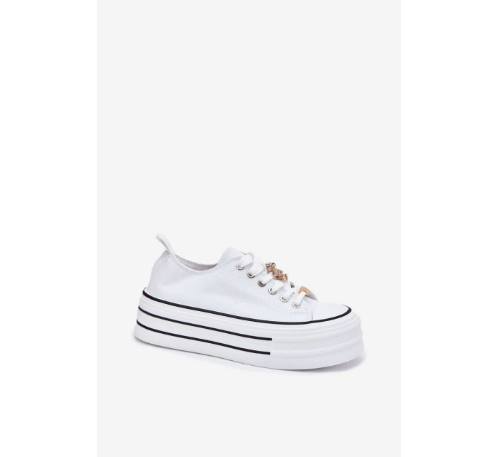 Dámské Tenisky Na Platformě Se Zlatými Doplňky Bílé Fiorina Dámské Tenisky Na Platformě Se Zlatými Doplňky Bílé Fiorina