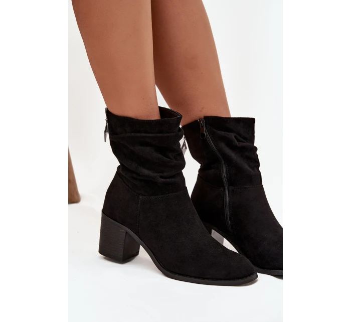 Dámské kotníkové boty s mašlí na podpatku model 21713495 černé - S.Barski