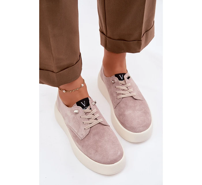 Semišové dámské polobotky na platformě Vinceza 79605 béžové