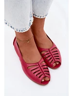 Otevřené baleríny z přírodní kůže Maciejka P7541-15 Fuksie