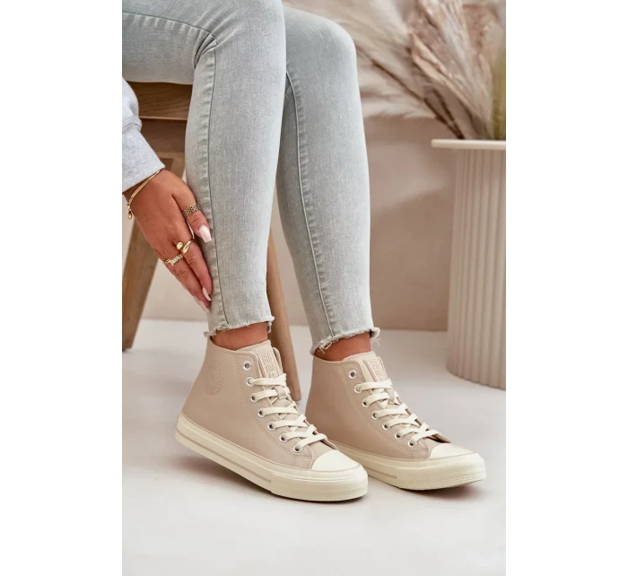 Dámské Zateplené Tenisky z Eko Kůže Béžové Big Star