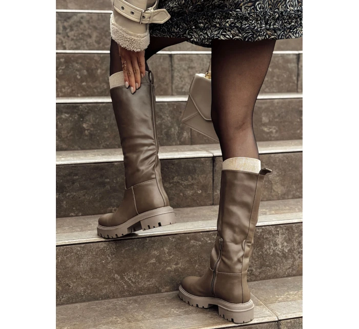 Dámské dlouhé hnědé boty KICKBOOT FashionStreet ZY0500